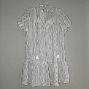 Vineyard Vines Striped Tassel V Neck Tiered Dress Size 8 Cotton‎ Coastal Preppy